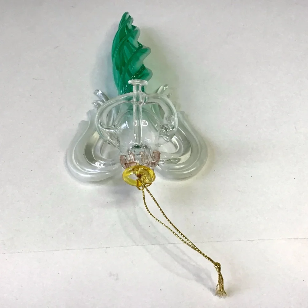Angel Icicle Christmas Ornament Green Glitter Twisted Swirl Acrylic Wings Horn